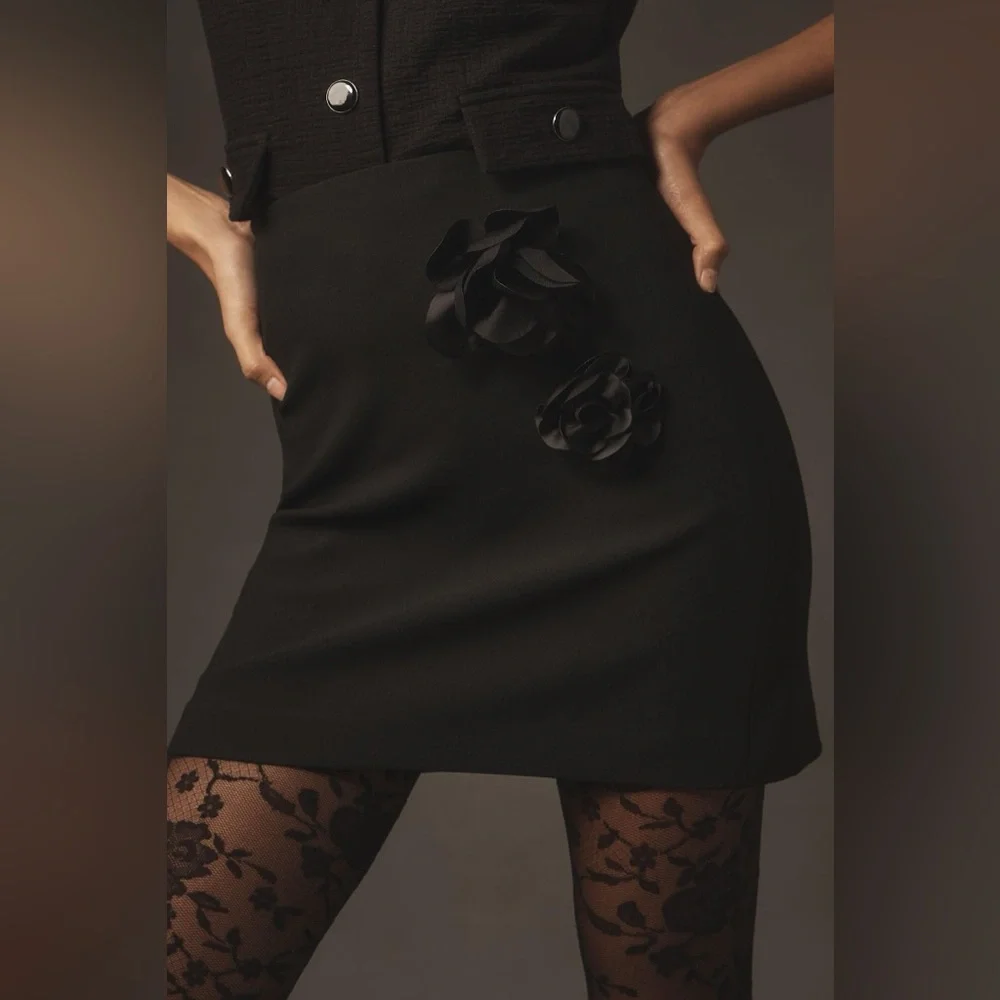 Anthropologie Maeve Floral Appliqué Mini Skirt